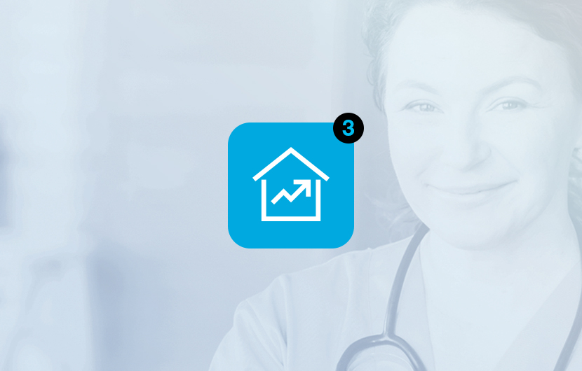 Housing improvement icon with nurse in faded background