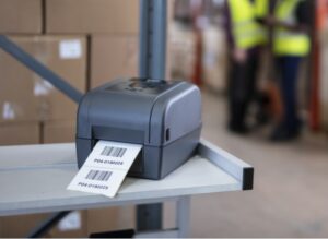 Brother TD 4 Printer Sitting on Warehouse Shelf Printing Labels