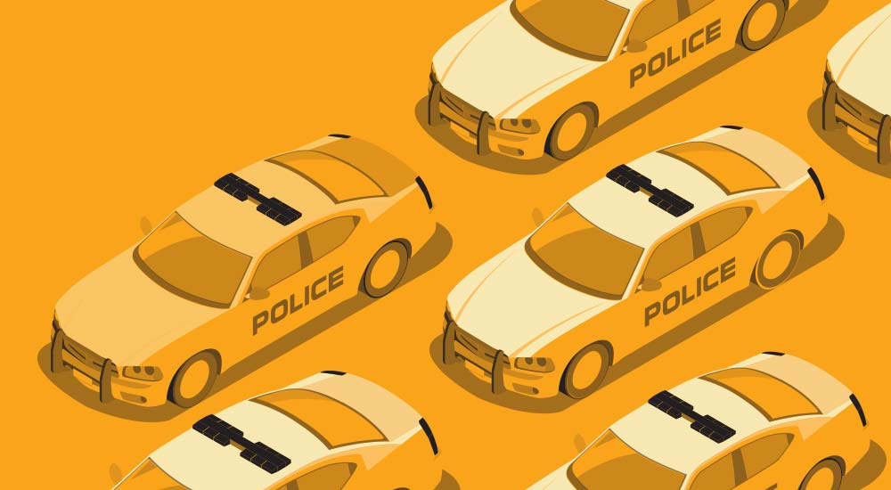 Yellow police car cartoon