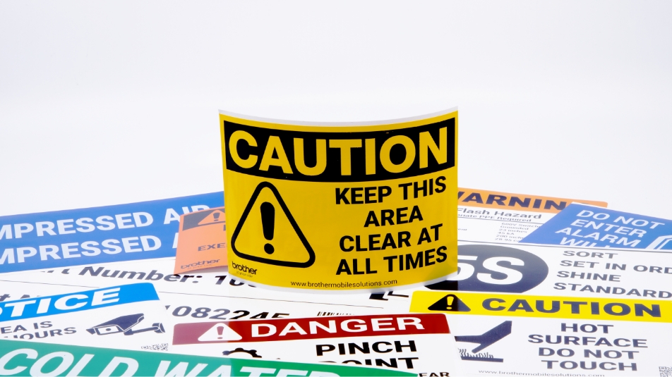 An array of safety signage stickers