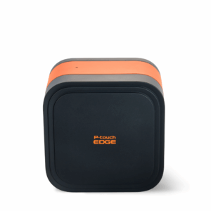 The P-touch EDGE 920BT, an industrial label printer in black and orange, is shown from the front on a white background.