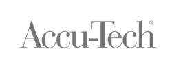 Gray Accu-Tech logo with elegant, serif font on a light background—perfect for a landing page or tool promotion.