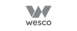 Gray W logo above the word wesco on a light background, perfect for a landing page featuring tape and tool promotion.